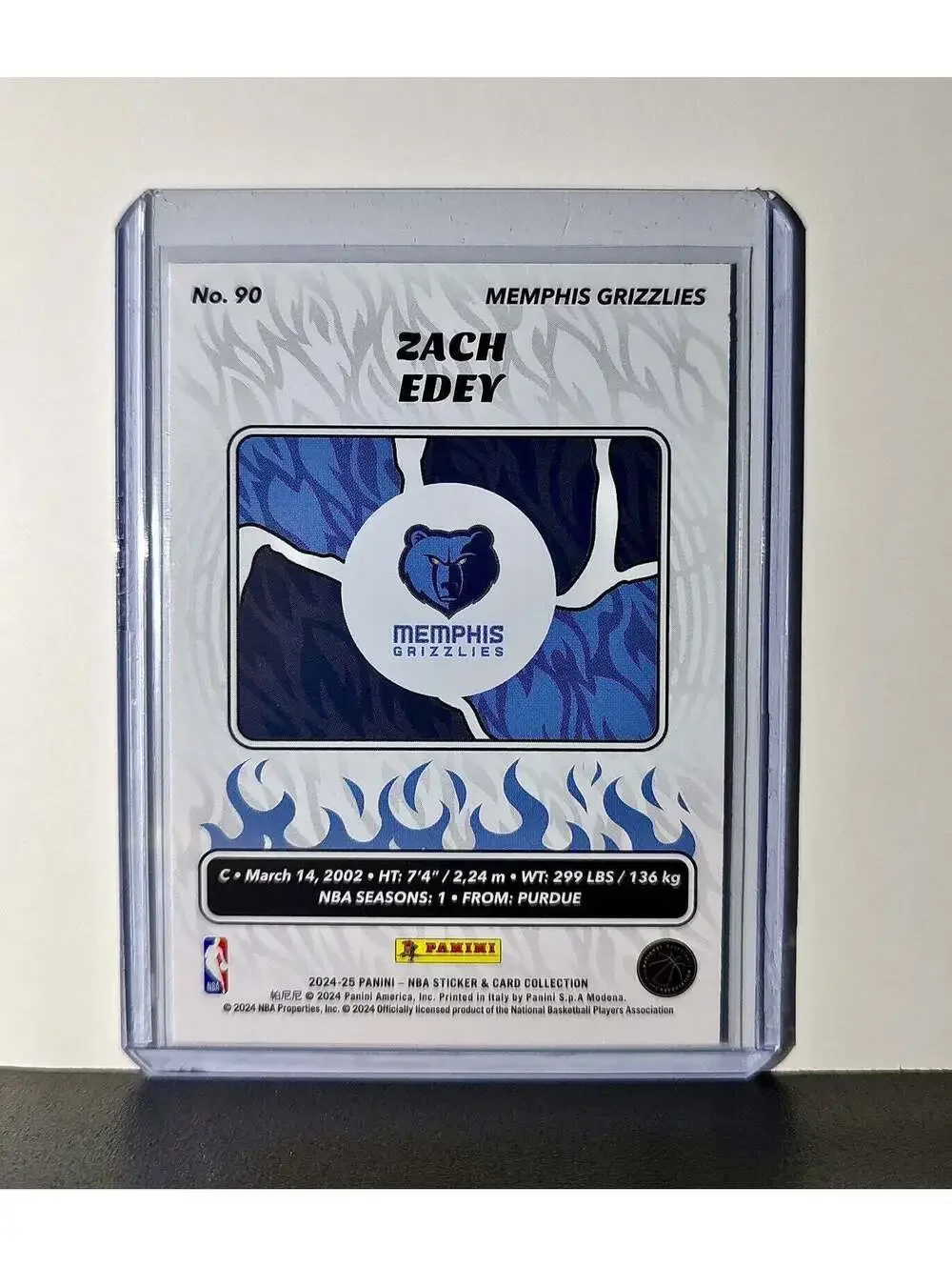 Zach Edey Rookie 2024-25 Panini NBA #90 Sticker Card Memphis Grizzlies